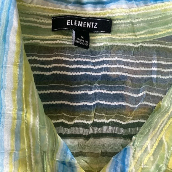ELEMENTZ WOMENS TOP SHIRT BLOUSE BLUE YELLOW FALL WINTER CASUAL SIZE M - Picture 3 of 3